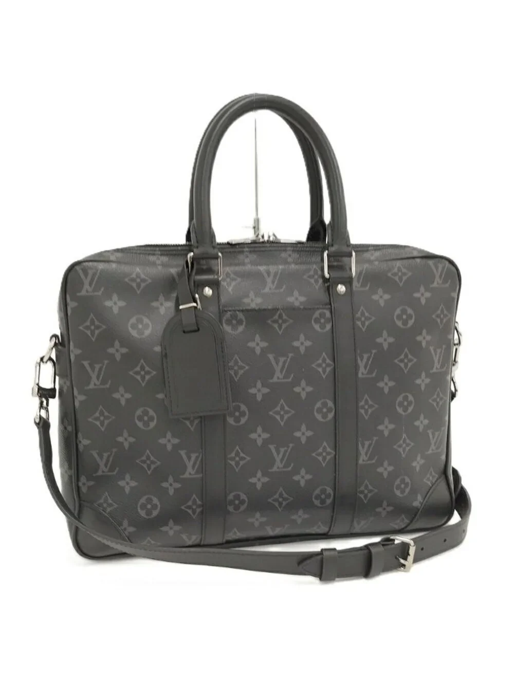 Louis Vuitton Porte Documents Voyage 2-Way Handbag Monogram Eclipse Black